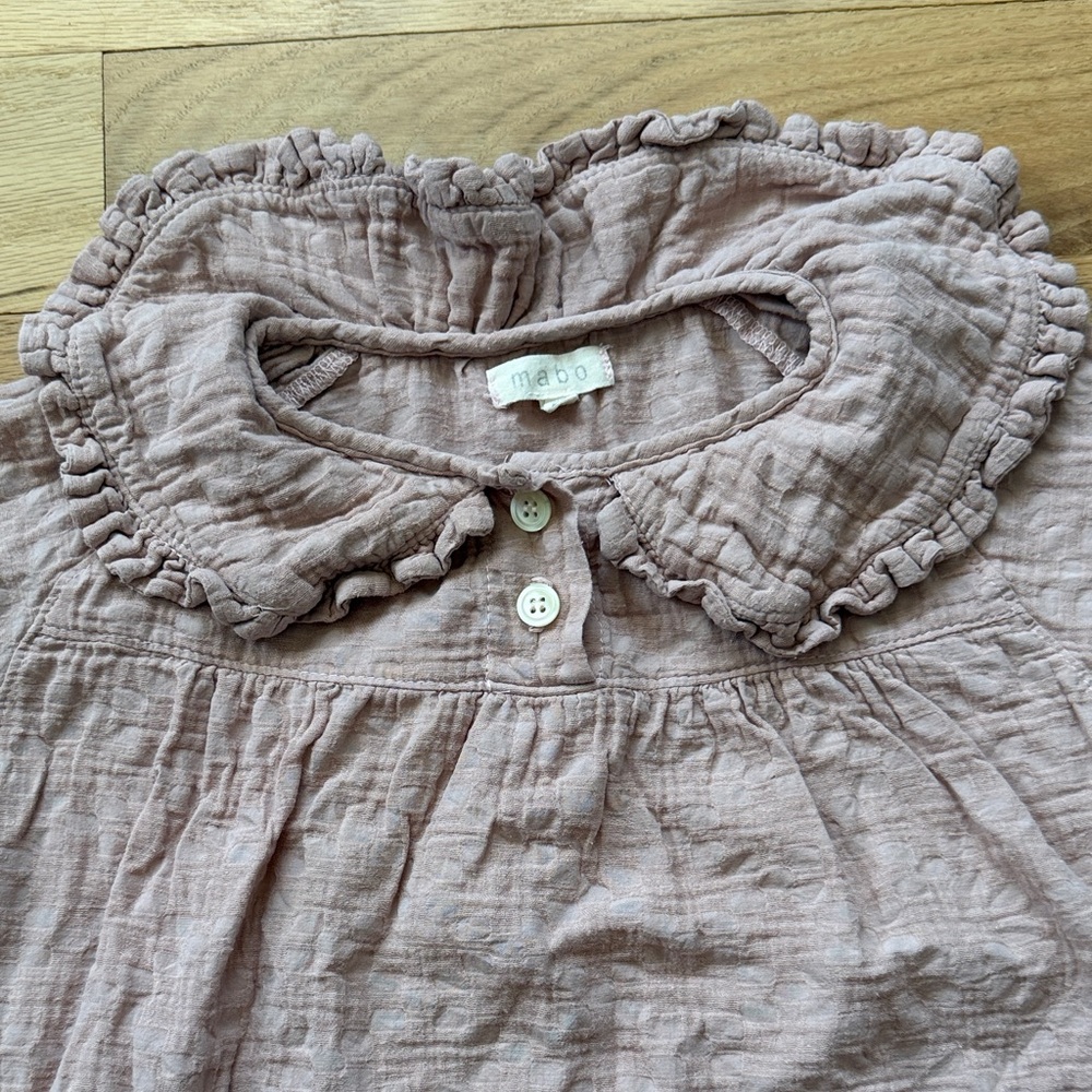 Mabo 3/4 Sleeve Ruffle Peter Pan Collar Top dusty pink girls size 2/3 years - Picture 2 of 16
